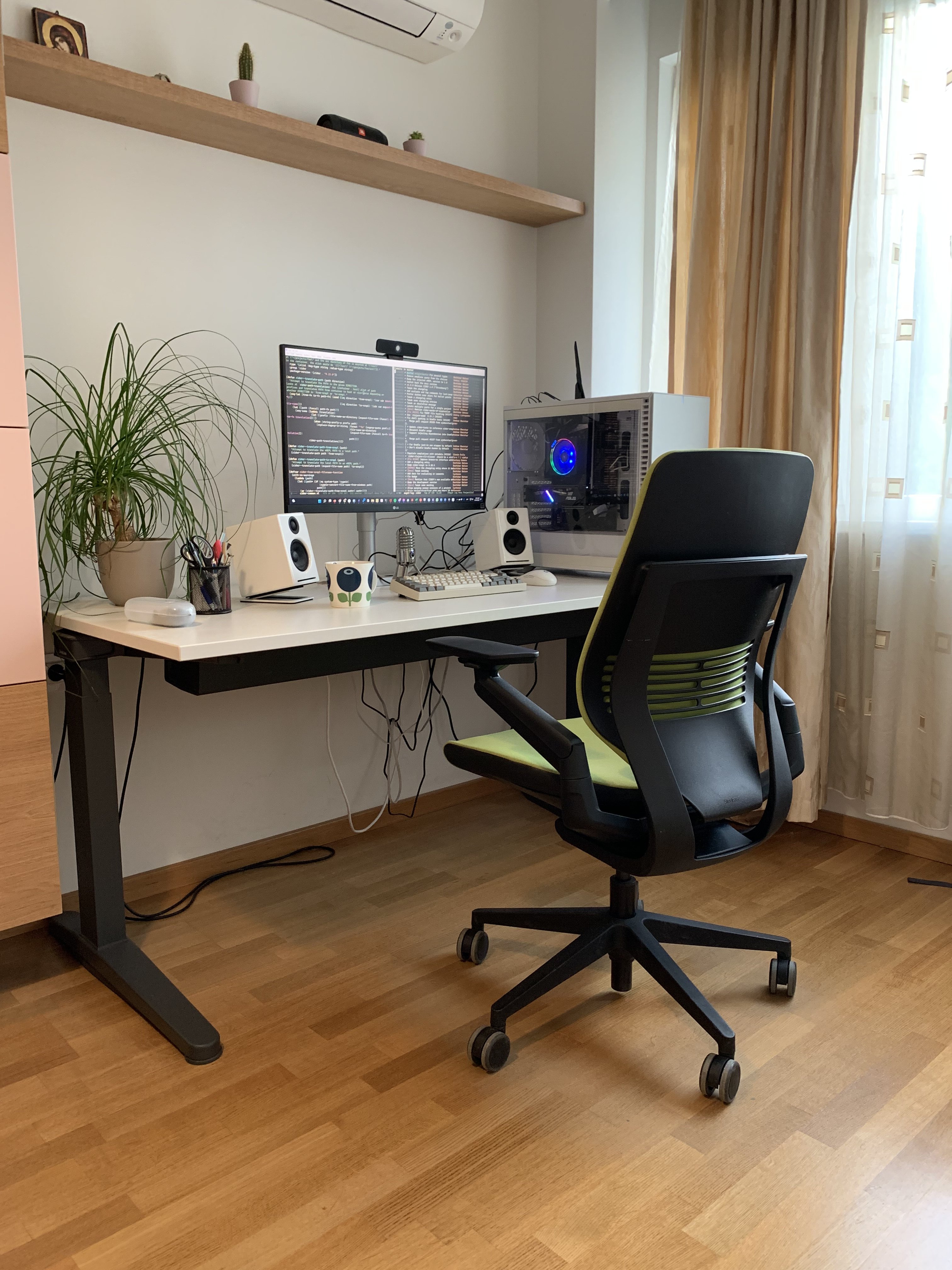 The whole desk and chair from an angle